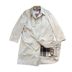 Vintage Aquascutum Of London Jacket Men 40" Tall Brown Trench Overcoat Classic